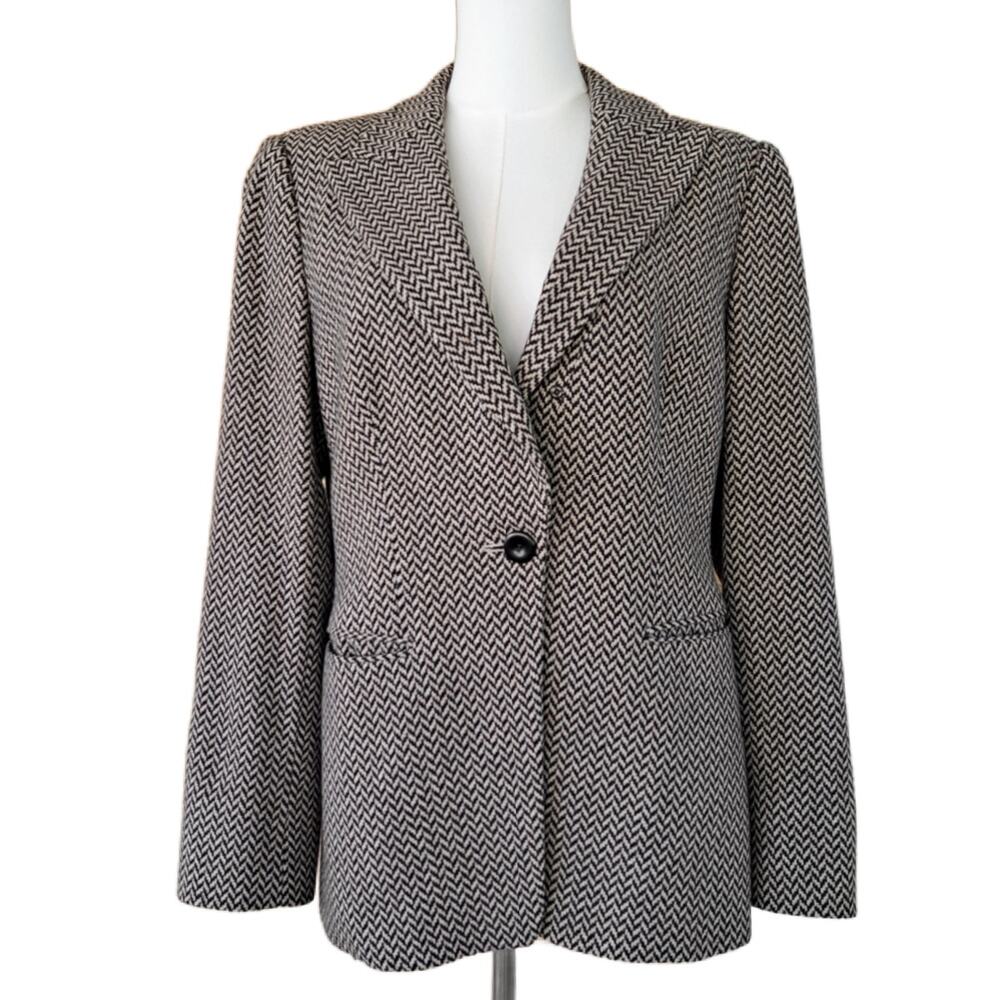 Giorgio Armani Borgo 21 Wool Cashmere Herringbone Blazer Jacket IT 48 Fits 8/10